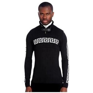 LCR Black Edition heavy knit strappy toggle turtleneck sweater mens large luxury